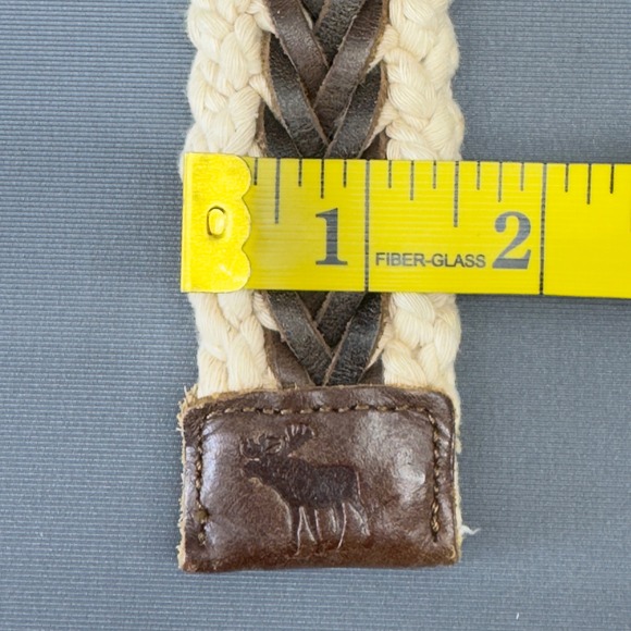 Abercrombie & Fitch Mens Woven Rope and Leather Belt L XL Brown Buckle‎ Casual - Picture 6 of 6